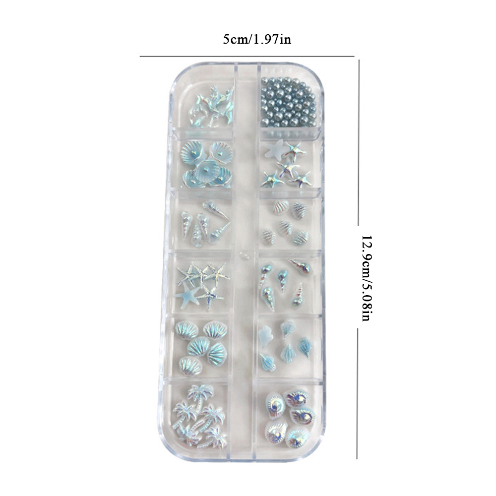 Nail decorations in grid case
