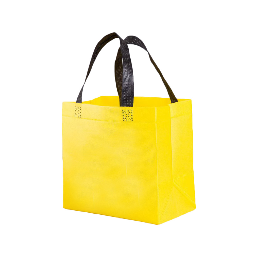 Foldable Shopping Tote Bag Reusable Non-Woven Fabric Yellow Black Red 24x23x14cm