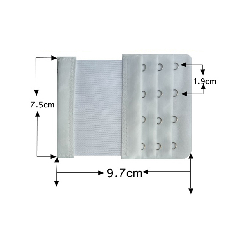 Elastic Bra Extender 4 Hook 3 Row Bra Back Extension for Bra Buckle Size 9.7cm