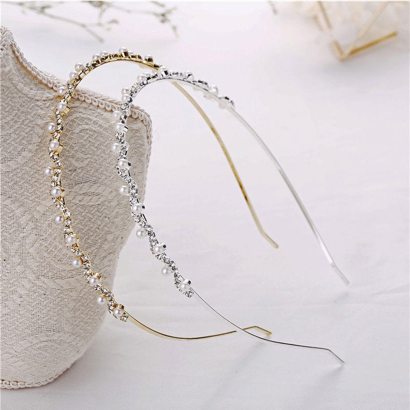 Crystal Rhinestone Pearl Hair Hoop Headband Detail View