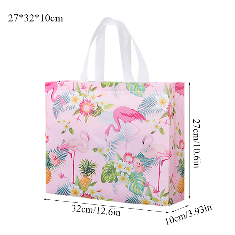 Non-Woven Fabric Flamingo Shopping Bag Reusable Pouch for Travel Storage Handbag
