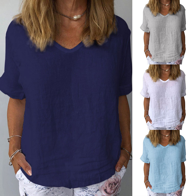 Women's Cotton Linen T-Shirt Front View