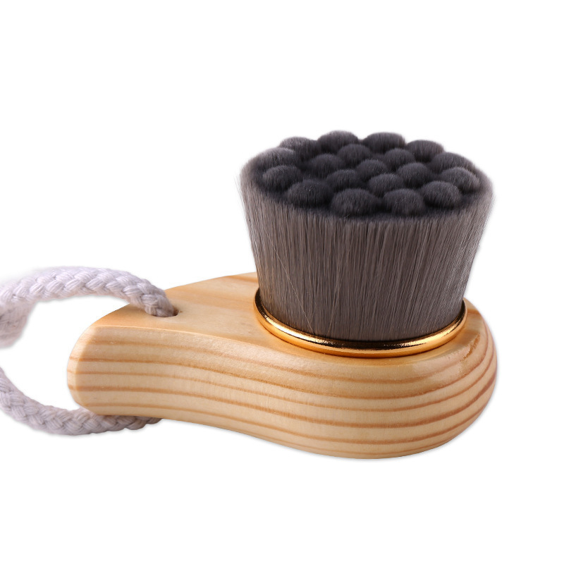 Wood Handle Facial Cleansing Brush Side View