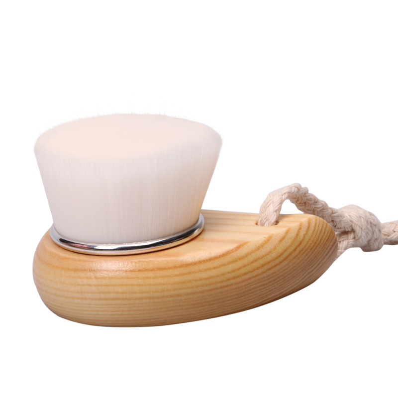 Wood Handle Facial Cleansing Brush Close-up