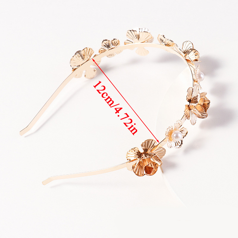 Flower leaf pearl alloy hair hoop detail view