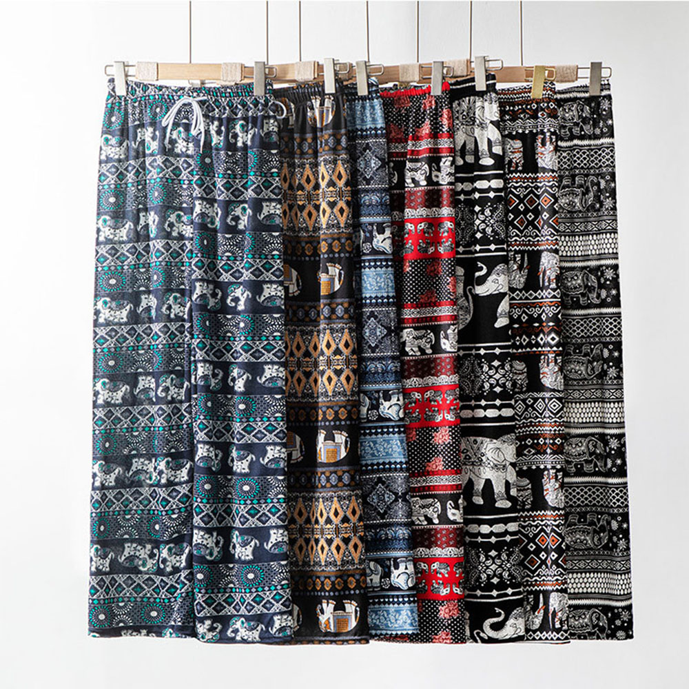 Women's Elephant Print Wide Leg Pants Side View