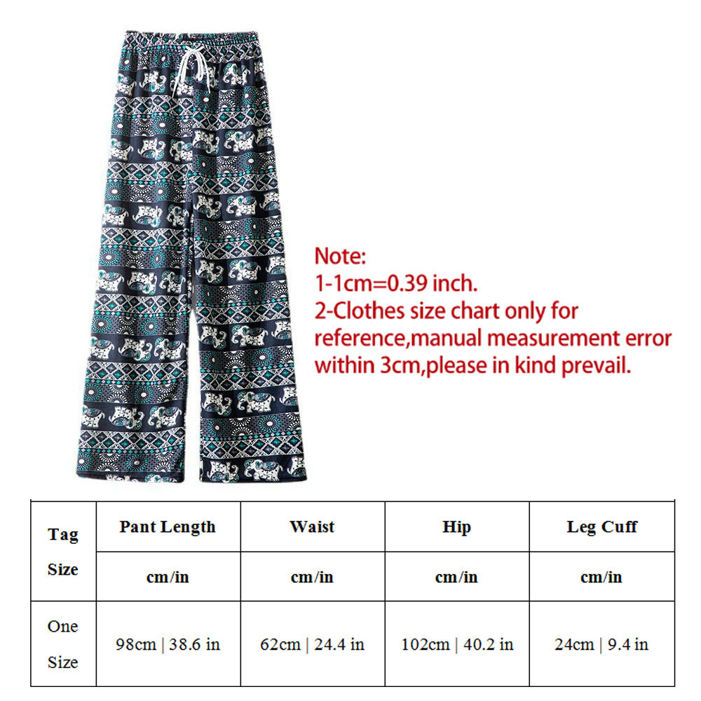 Women's Elephant Print Wide Leg Pants Detail View