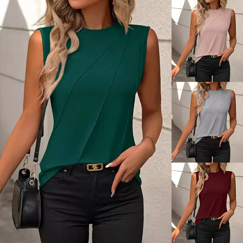 Women's sleeveless t-shirt side view
