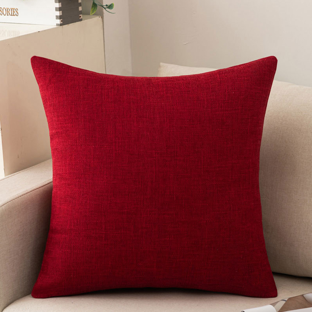 Cotton Linen Blend Pillowcase 45x45cm Solid Color for Standard Bed Pillows