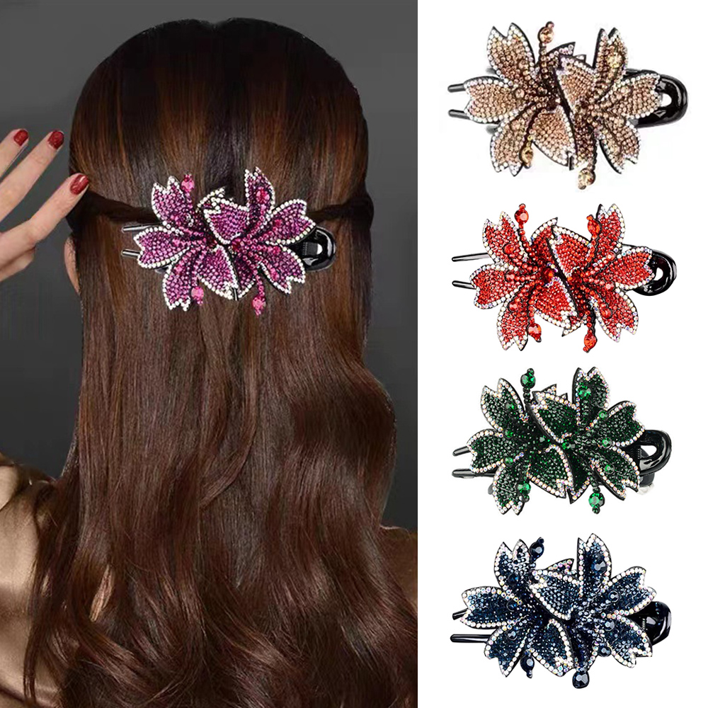 Bow Rhinestone Hair Clip Front View