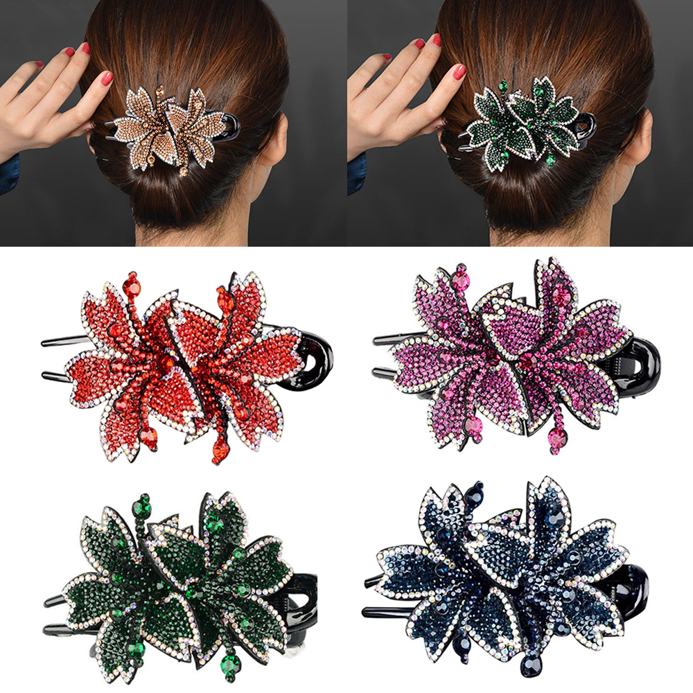 Bow Rhinestone Hair Clip Side View
