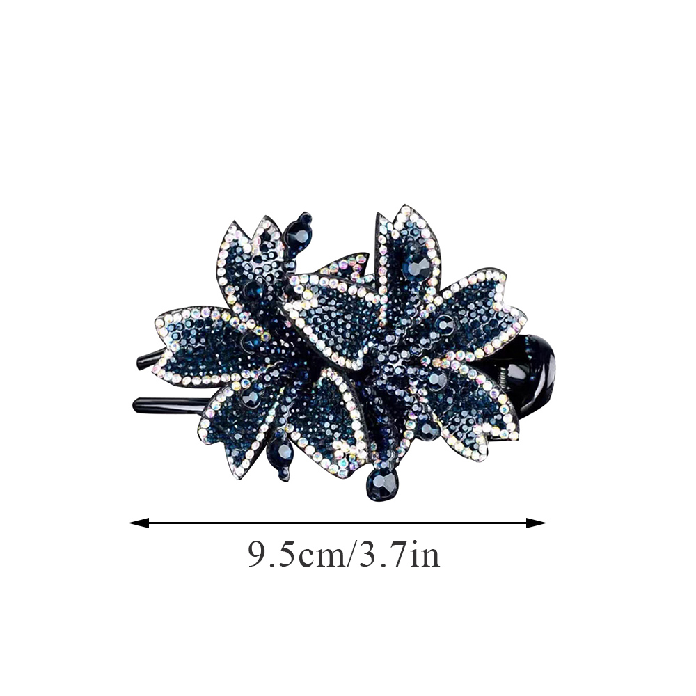 Bow Rhinestone Hair Clip Back View