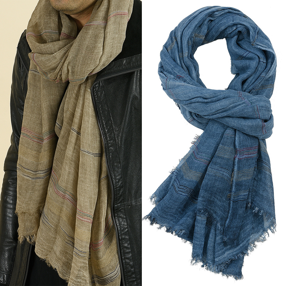 Men's striped scarf detail view