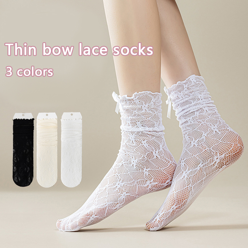 Women's lace mid-calf socks front view