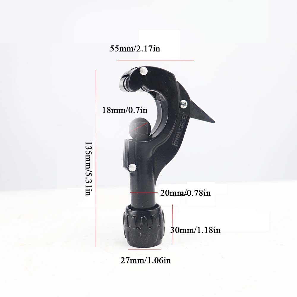 Metal tubing cutter in use