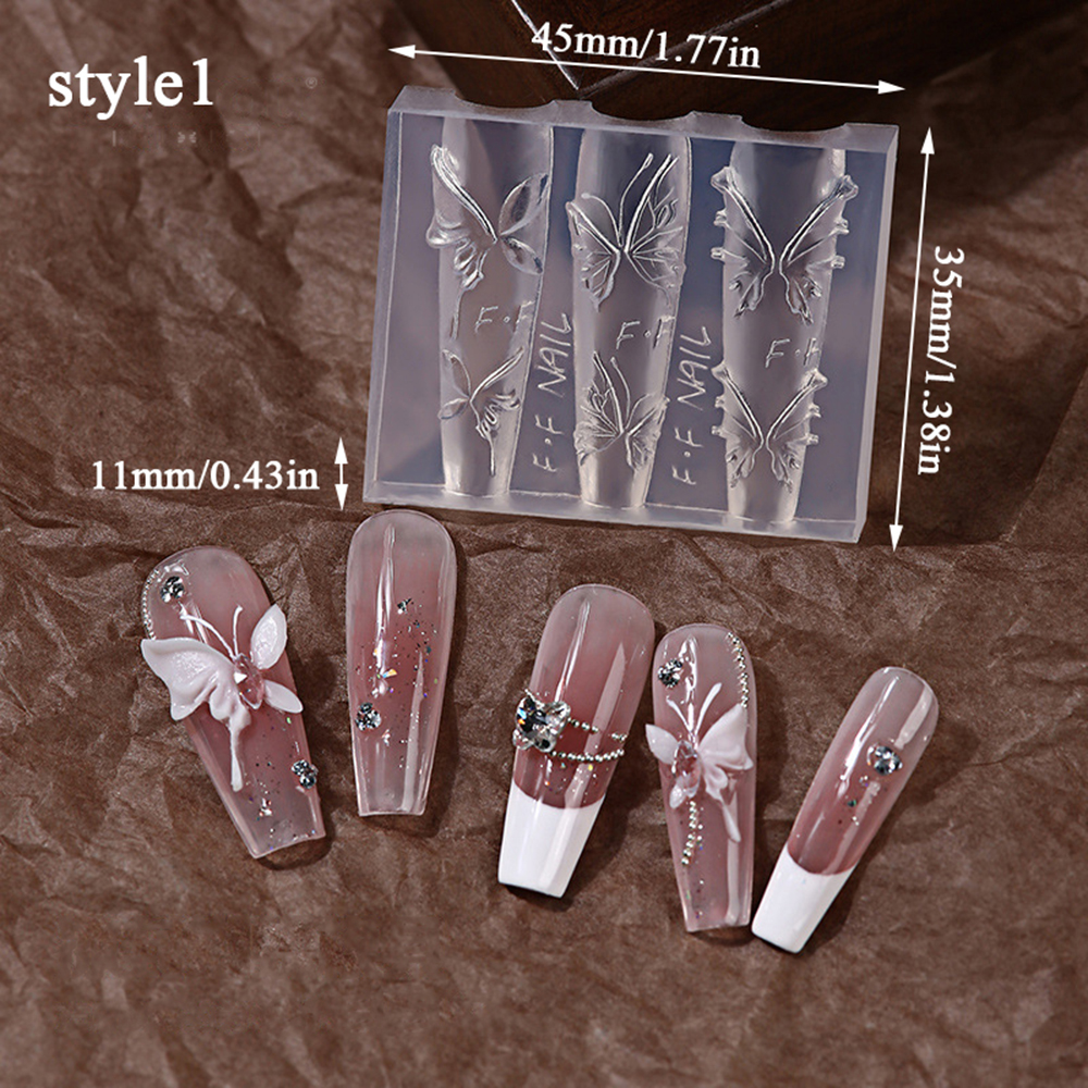 Butterfly Nail Art Silicone Mold for 3D Acrylic Nails and Gel Manicure Designs