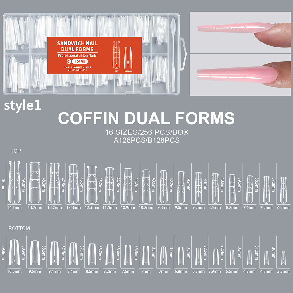 128pcs Sandwich Nail Molds Compatible with Nail Art Extension Tools & Supplies